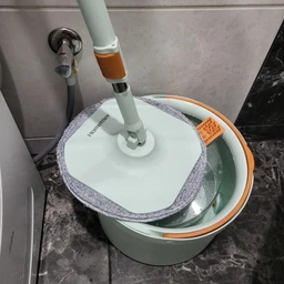 Набір швабра та відро з віджимом Homettler CW005, 2 мопа в комплекті, м'ятний фото від покупців 5