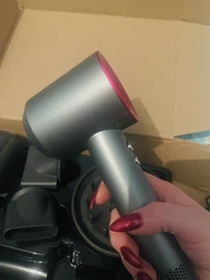 Професійний фен стайлер для волосся Super Hair Dryer 1600 Вт + 5в1 насадок, сірий / фуксія