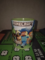 Чашка салатовая внутри 330мл с принтом Minecraft