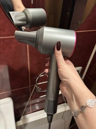 Професійний фен стайлер для волосся Super Hair Dryer 1600 Вт + 5в1 насадок, сірий / фуксія