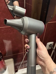 Професійний фен стайлер для волосся Super Hair Dryer 1600 Вт + 5в1 насадок, сірий / фуксія фото від покупців 2