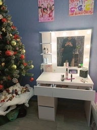 Туалетний столик з +пуф, готова beaury-зона,160*90*50см, білий, MirrorRika фото від покупців 16