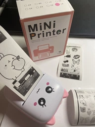 Портативний міні термопринтер дитячий Mini printer Bluetooth + набір термопаперу в комплекті рожевий фото від покупців 1