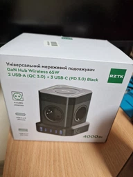 Универсальный сетевой удлинитель RZTK GaN Hub Wireless 65W + 3 USB-A (QC 3.0) + USB-С (PD20W) Black 2 м фото от покупателей 2