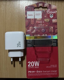 Адаптер питания быстрой зарядки Hoco с разъемом USB + Type-С Блок питания (USB-C) + USB для зарядки телефона iPhone/Xiaomi/Samsung/Huawei/Meizu Power Adapter PD20W+QC3.0 USB-A/USB-C/3,1A фото от покупателей 8