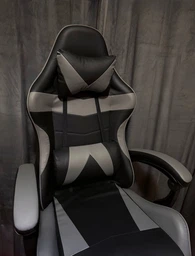 Кресло игровое GAMING CHAIR G-001 с подставкой для ног, цвет черный/серый фото от покупателей 2