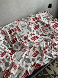 Плед Biltex Flannel Christmas Town Білий Євро 200х220 см з новорічним принтом (4820298410642) фото від покупців 5