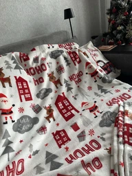 Плед Biltex Flannel Christmas Town Білий Євро 200х220 см з новорічним принтом (4820298410642) фото від покупців 3