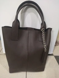 Сумка шоппер жіноча з натуральної шкіри містить формат А-4 ARTiS Bags 970 4222 темно-бежева фото від покупців 3