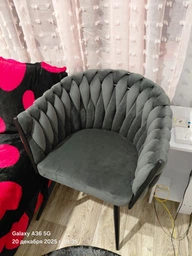 Дизайнерське М'яке Крісло Just Relax "Toskana Dark Grey" з бежевим оксамитом