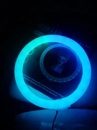 Светодиодная кольцевая LED лампа RGB MJ33 с пультом и штативом 33 см белый/черный фото от покупателей 14