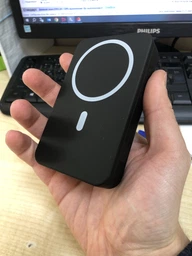 УМБ Павербанк 10000 mAh PD 22.5W Міні, Villini бездротова магнітна зарядка 15W Magsafe, швидка зарядка 3.0 PD, для айфона, телефона, роутера, вбудовані кабелі Lightning, Type-C , V-0017 фото від покупців 11