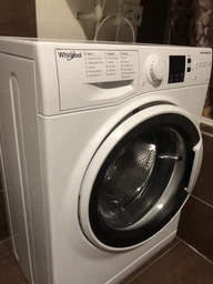 Стиральная машина Whirlpool WRBSS 6239 W UA, фронтальная, узкая, 6 кг, 1200, класс С/A/B, 42,5 см, 16 программ, дисплей, инвертор, белый с черным люком
