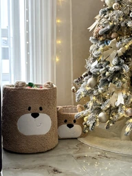 Корзина для игрушек из плюша Тедди Бежевый мишка, 40х50 см