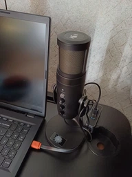 Микрофон для компьютера студийный игровой для стрима для подкаста блогеров конференций для ПК ноутбука записи музыки конденсаторный на подставке с подсветкой RGB подсветка Plug&Play USB MU900 73763 фото от покупателей 1