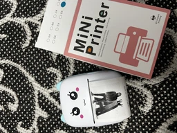 Портативний, бездротовий міні термо принтер Mini Printer з подвійною посмішкою, Bluetooth, дитячий для фото, малюнків, етикеток, скетчів, штрихкодів, HomeGoods, Блакитний