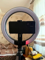 Комплект блогера беспроводной RZTK Aura Light Pro (кольцевая RGB led лампа 26 см 12 В / аккумулятор 1200 мАч / штатив 2.3 м Alum / пульт/ USB Type-C) фото от покупателей 18