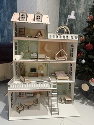 Кукольный дом Sunny Cottage деревянный с мебелью Детский домик для кукол барби девочек lol ПРЕМИУМ фото от покупателей 5