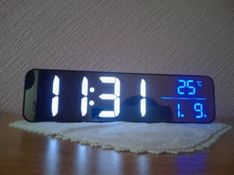 Часы настольные электронные Losso Premium (BT) LONG с LED подсветкой и термометром (белые), будильник