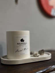 Аромасвічка соєва NEROLI Різдвяне Вогнище 200 мл в гіпсовому кашпо Elegance біла фото від покупців 1