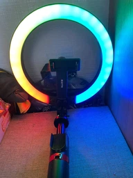 Комплект блогера беспроводной RZTK Aura Light Pro (кольцевая RGB led лампа 26 см 12 В / аккумулятор 1200 мАч / штатив 2.3 м Alum / пульт/ USB Type-C) фото от покупателей 15