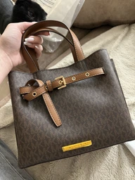 Cумка Michael Kors Emilia small logo satchel, white/pink
