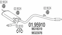 Глушитель ТМК 220166 DAEWOO MATIZ закатный оригинал (TMK-2000993548594)