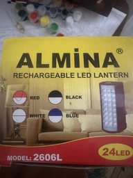 Переносний акумуляторний світлодіодний ліхтар Almina LED 220V світильник з функцією Power Bank Червоний фото від покупців 6