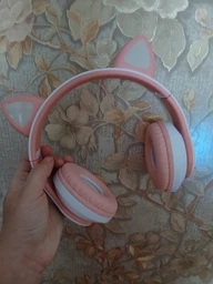 Беспроводные наушники с кошачьими ушками CAT EAR Bluetooth 5.0 + EDR детские наушники, игровые с блютуз гарнитурой и LED подсветкой, розовые VIV-23M фото от покупателей 15
