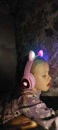 Беспроводные наушники детские ATD CAT EAR L400 с кошачьими ушками LED подсветкой Bluetooth 5.0 microUSB встроенным микрофоном радио Black фото от покупателей 12