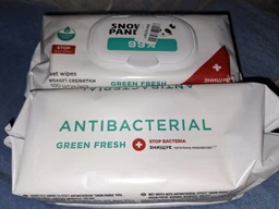 Упаковка влажных салфеток для рук и тела Сніжна панда Antibacterial 99.9% Green Fresh 100 шт х 12 пачек (4820183972149) фото от покупателей 2