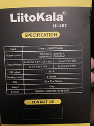 Сетевое зарядное устройство LiitoKala Lii-402 для аккумуляторов 18650/ АА/ ААА и других, 4 слота