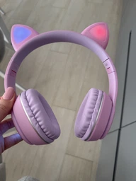 Беспроводные наушники детские ATD CAT EAR L400 с кошачьими ушками LED подсветкой Bluetooth 5.0 microUSB встроенным микрофоном радио Black фото от покупателей 9