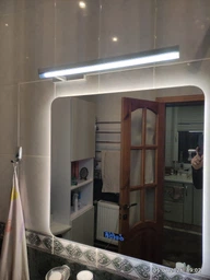 Зеркало с LED подсветкой для ванной комнаты настенное смарт зеркало с подогревом и дисплеем 70х70 см BRS фото от покупателей 6