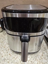 Аэрогриль Rainberg RB 2330 4200W аэрофритюрница безмасляная для приготовления без масла с 2 Тенами 8,5 л Серебряная с черным фото от покупателей 8