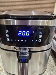 Аэрогриль Rainberg RB 2330 4200W аэрофритюрница безмасляная для приготовления без масла с 2 Тенами 8,5 л Серебряная с черным фото от покупателей 6