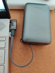 Повербанк 20000 mAh 45W для ноутбука Foneng PX138 з LED дисплеєм і швидким заряджанням PD/QC USB-C порт вбудований кабель Type-C універсальний потужний портативний повер банк 20 000 power bank павербанк для телефона iPhone Samsung роутера планшета gray фото від покупців 5