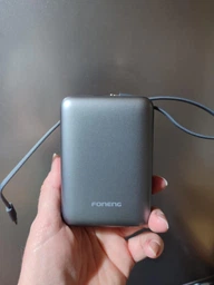 Повербанк 10000 mAh 22.5W Foneng PX115 с LED дисплеем и быстрой зарядкой PD/QC USB-C порт встроенный кабель Type-C lightning универсальный мощный портативный повер банк 10 000 power bank павербанк для телефона iPhone Samsung роутера планшета серый фото от покупателей 17
