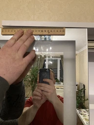 Выдвижное зеркало в полный рост с потайными полочками и подсветкой 187x60 Серый фото от покупателей 3
