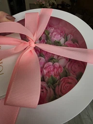 Зефірні квіти тюльпани в подарунковій коробці 21см honeycake фото від покупців 17