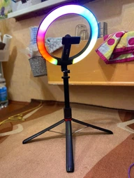 Комплект блогера беспроводной RZTK Aura Light Pro (кольцевая RGB led лампа 26 см 12 В / аккумулятор 1200 мАч / штатив 2.3 м Alum / пульт/ USB Type-C) фото от покупателей 8