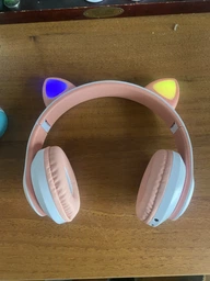 Беспроводные наушники с кошачьими ушками CAT EAR Bluetooth 5.0 + EDR детские наушники, игровые с блютуз гарнитурой и LED подсветкой, розовые VIV-23M фото от покупателей 11