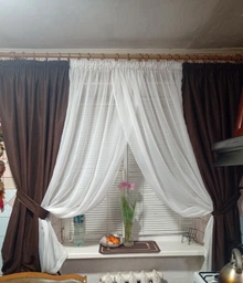 Занавеска из микровелюра и шифона 400x170 cm ALBO Кофейная (KU-PK-341)