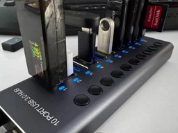USB HUB 3.0 c дополнительным питанием, 10 USB портов - USB-хаб с блоком питания 24V3A (72W), алюминиевый корпус, usb концентратор (700037) фото от покупателей 9