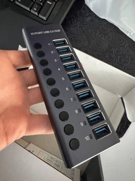 USB HUB 3.0 c дополнительным питанием, 10 USB портов - USB-хаб с блоком питания 24V3A (72W), алюминиевый корпус, usb концентратор (700037) фото от покупателей 4