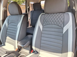 Накидки чехлы на сиденье для MITSUBISHI COLT 2004-2012 AUAU 5D Fame черные с серой вставкою фото от покупателей 4