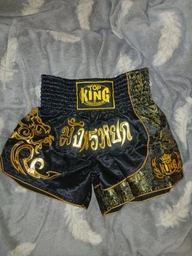 Шорти для тайського боксу TOP KING BOXING | Тренувальні Muay Thai для ММА, кікбоксингу та єдиноборств (чорний/золотий, р. L(зріст 165-175 55-65кг)
