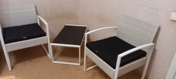 Набір садових меблів - JUST RELAX - Loft Style c Ротангу зі сталевим каркасом Чорний (Диван, стіл, Крісло х2 шт.)