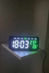 Часы настольные электронные цифровые смарт сетевые с будильником LED USB электронный будильник с дисплеем яркой индикацией отображением времени температуры влажности формат 12/24 часа автоматическая регулировка яркости день недели гигрометр VST фото от покупателей 3