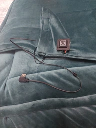 Ковдра з підігрівом від PowerBank USB 140х190 зимова тепла електроковдра. Велюр плюш Смарагдовий фото від покупців 1